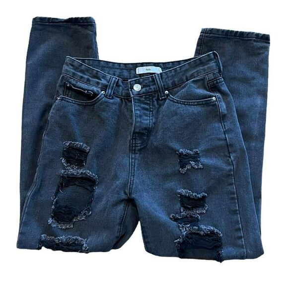 Adika Jeans Button Fly Black Distressed Womens‎ Size Medium - Picture 1 of 4